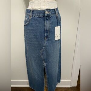 ZARA Denim Skirt With Boxer Waist - Size L - NEW